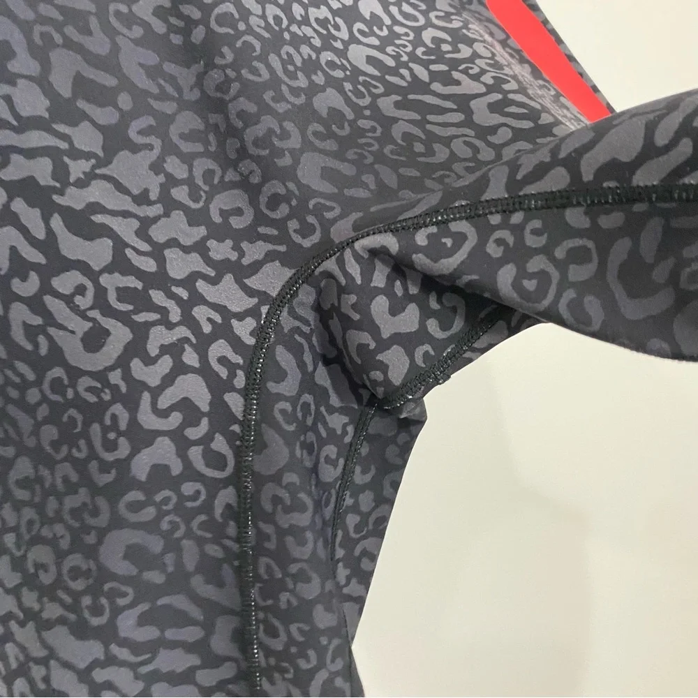 ALL ACCESS Womens XS Black Gray Leopard Red Stripe Full Length Leggings YY10 - Picture 6 of 7